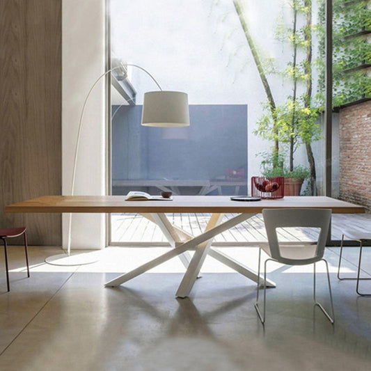 Rectangle Dining Table Brown Wood Modern Pedestal Dining Table White Without Chairs