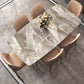 Modern Rectangle Dining Table Sintered Stone Top Ash Base Table with 4 Legs