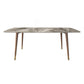 Modern Rectangle Dining Table Sintered Stone Top Ash Base Table with 4 Legs