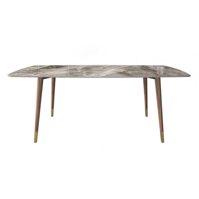 Modern Rectangle Dining Table Sintered Stone Top Ash Base Table with 4 Legs