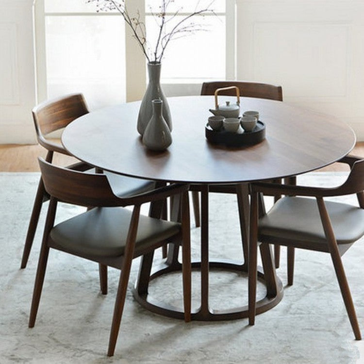 リビングルームミニマリズムウッドダイニングテーブルラウンドパインダイニングテーブル
