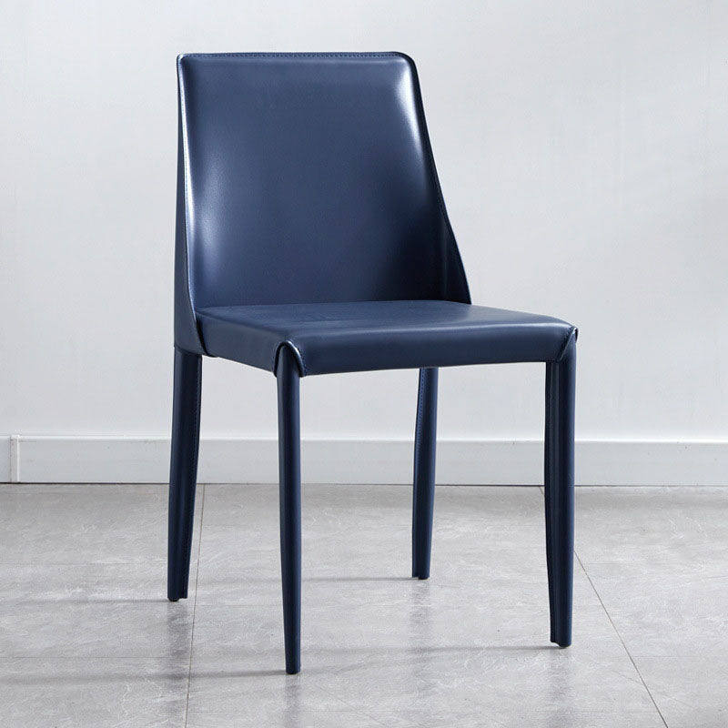 Metal Indoor Upholstered Side Chair Matte Finish Faux Leather Solid Back Dining Chair Blue 1 Piece Clearhalo 'Dining Chairs' 'Dining Tables & Seating' 'dining_chair' 'furn' 'furn_dining_chair' 'Furniture' 'Kitchen & Dining Furniture' 5148632