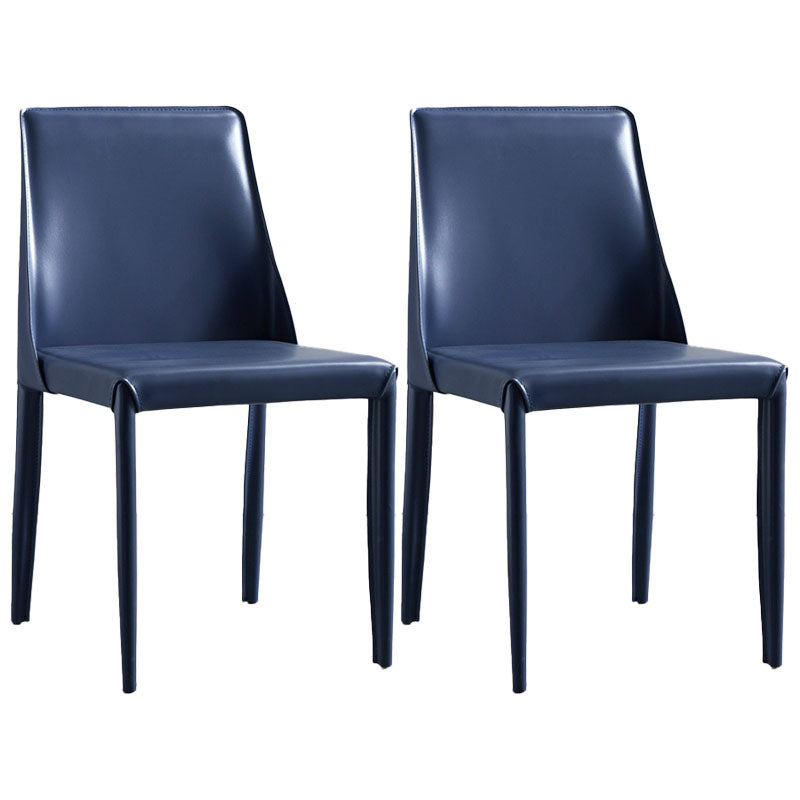 Metal Indoor Upholstered Side Chair Matte Finish Faux Leather Solid Back Dining Chair Blue 2 Piece Set Clearhalo 'Dining Chairs' 'Dining Tables & Seating' 'dining_chair' 'furn' 'furn_dining_chair' 'Furniture' 'Kitchen & Dining Furniture' 5148633