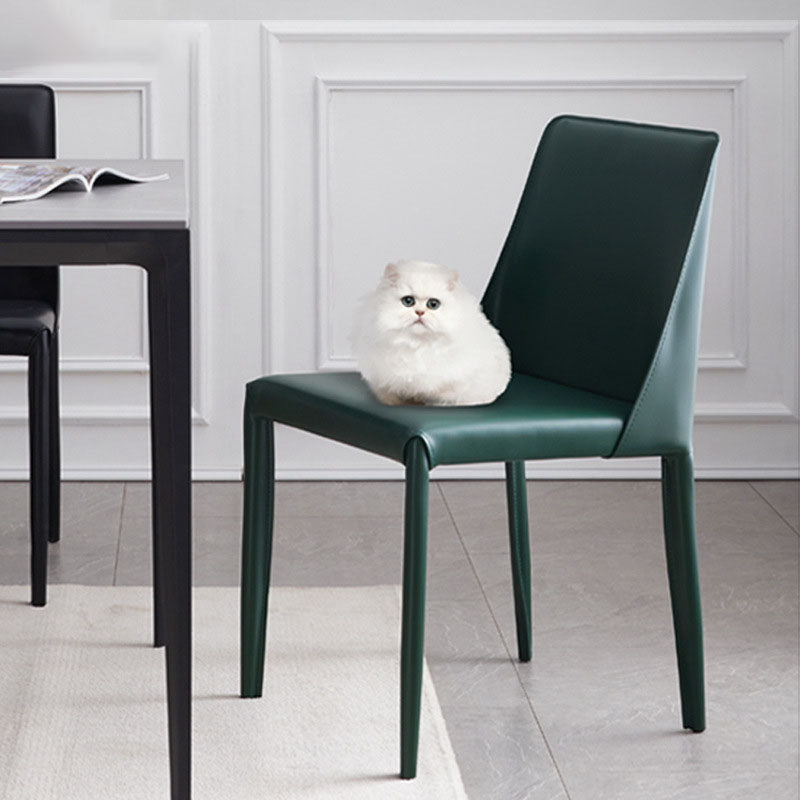 Metal Indoor Upholstered Side Chair Matte Finish Faux Leather Solid Back Dining Chair Clearhalo 'Dining Chairs' 'Dining Tables & Seating' 'dining_chair' 'furn' 'furn_dining_chair' 'Furniture' 'Kitchen & Dining Furniture' 5148634