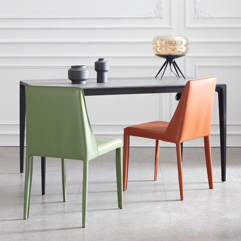 Metal Indoor Upholstered Side Chair Matte Finish Faux Leather Solid Back Dining Chair Clearhalo 'Dining Chairs' 'Dining Tables & Seating' 'dining_chair' 'furn' 'furn_dining_chair' 'Furniture' 'Kitchen & Dining Furniture' 5148635