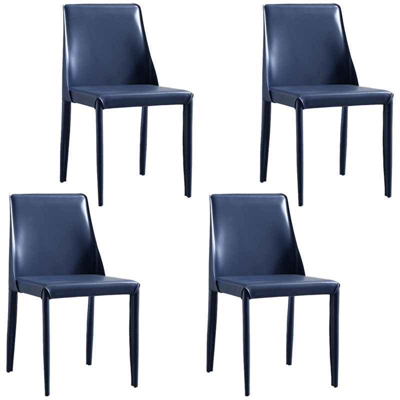 Metal Indoor Upholstered Side Chair Matte Finish Faux Leather Solid Back Dining Chair Blue 4 Piece Set Clearhalo 'Dining Chairs' 'Dining Tables & Seating' 'dining_chair' 'furn' 'furn_dining_chair' 'Furniture' 'Kitchen & Dining Furniture' 5148636