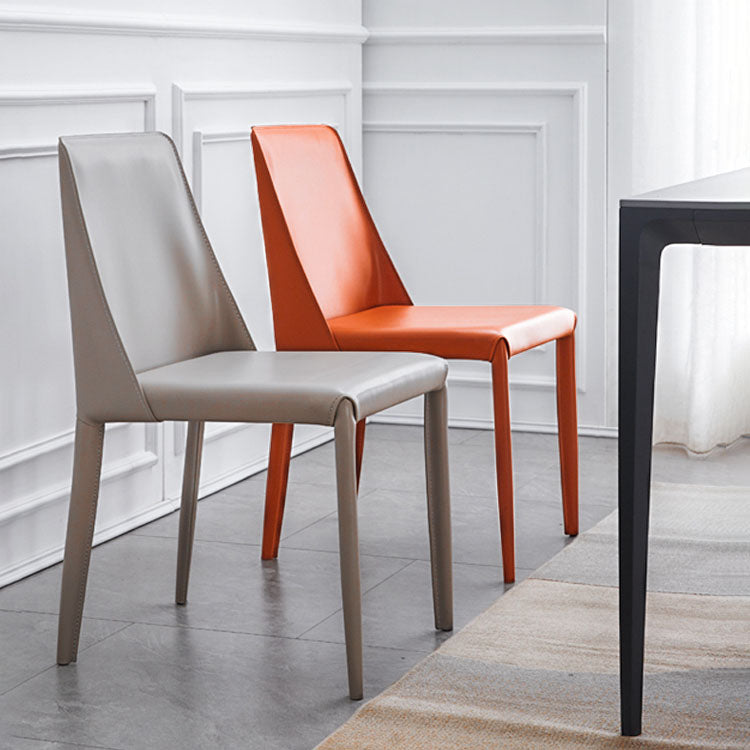 Metal Indoor Upholstered Side Chair Matte Finish Faux Leather Solid Back Dining Chair Clearhalo 'Dining Chairs' 'Dining Tables & Seating' 'dining_chair' 'furn' 'furn_dining_chair' 'Furniture' 'Kitchen & Dining Furniture' 5148637