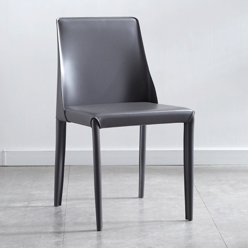 Metal Indoor Upholstered Side Chair Matte Finish Faux Leather Solid Back Dining Chair Grey 1 Piece Clearhalo 'Dining Chairs' 'Dining Tables & Seating' 'dining_chair' 'furn' 'furn_dining_chair' 'Furniture' 'Kitchen & Dining Furniture' 5148638