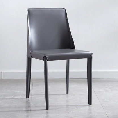 Metal Indoor Upholstered Side Chair Matte Finish Faux Leather Solid Back Dining Chair Grey 1 Piece Clearhalo 'Dining Chairs' 'Dining Tables & Seating' 'dining_chair' 'furn' 'furn_dining_chair' 'Furniture' 'Kitchen & Dining Furniture' 5148638