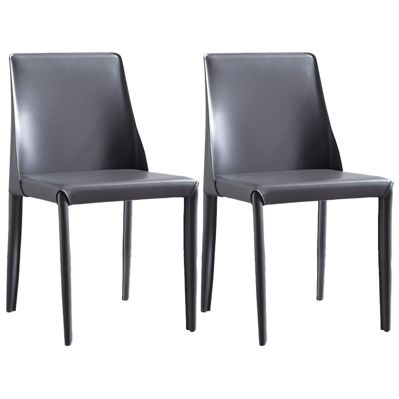 Metal Indoor Upholstered Side Chair Matte Finish Faux Leather Solid Back Dining Chair Grey 2 Piece Set Clearhalo 'Dining Chairs' 'Dining Tables & Seating' 'dining_chair' 'furn' 'furn_dining_chair' 'Furniture' 'Kitchen & Dining Furniture' 5148639