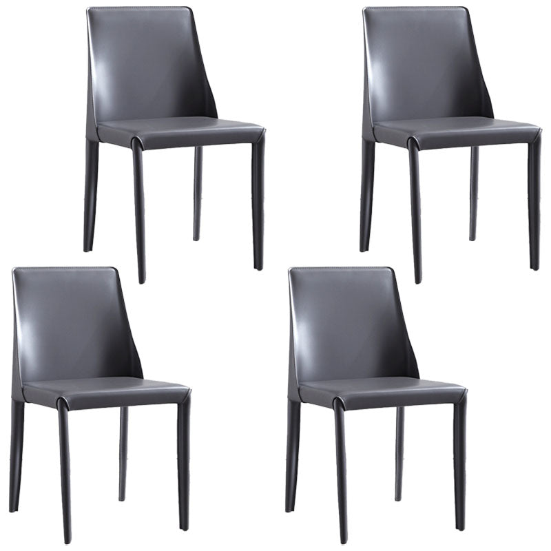 Metal Indoor Upholstered Side Chair Matte Finish Faux Leather Solid Back Dining Chair Grey 4 Piece Set Clearhalo 'Dining Chairs' 'Dining Tables & Seating' 'dining_chair' 'furn' 'furn_dining_chair' 'Furniture' 'Kitchen & Dining Furniture' 5148642