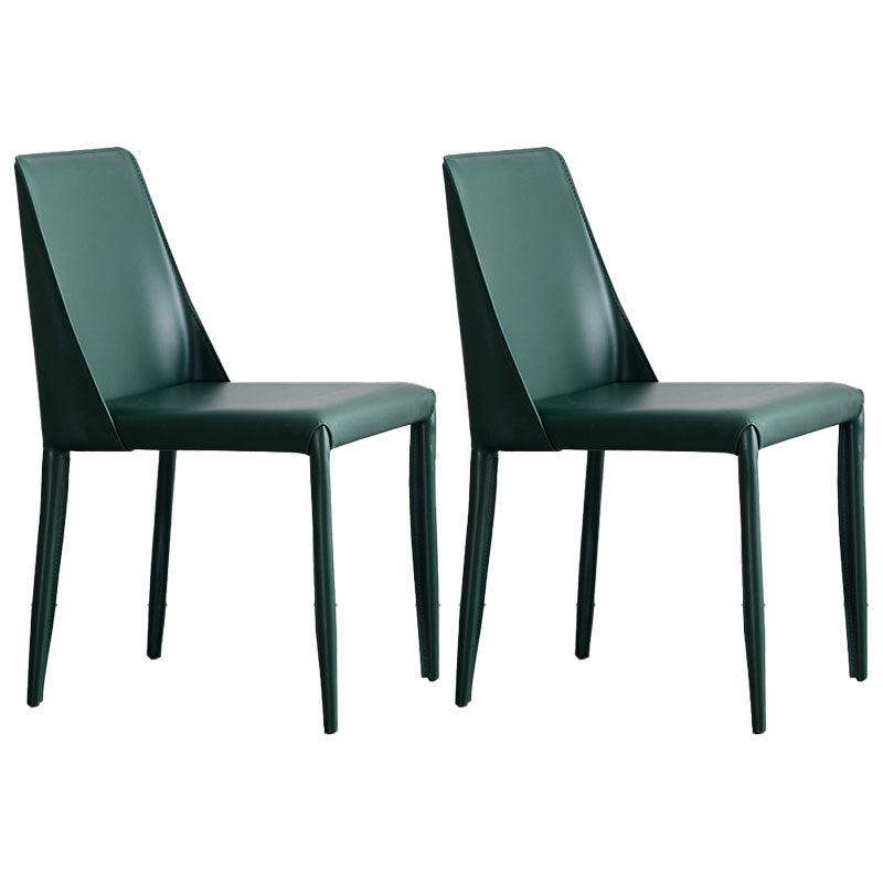 Metal Indoor Upholstered Side Chair Matte Finish Faux Leather Solid Back Dining Chair Green 2 Piece Set Clearhalo 'Dining Chairs' 'Dining Tables & Seating' 'dining_chair' 'furn' 'furn_dining_chair' 'Furniture' 'Kitchen & Dining Furniture' 5148645