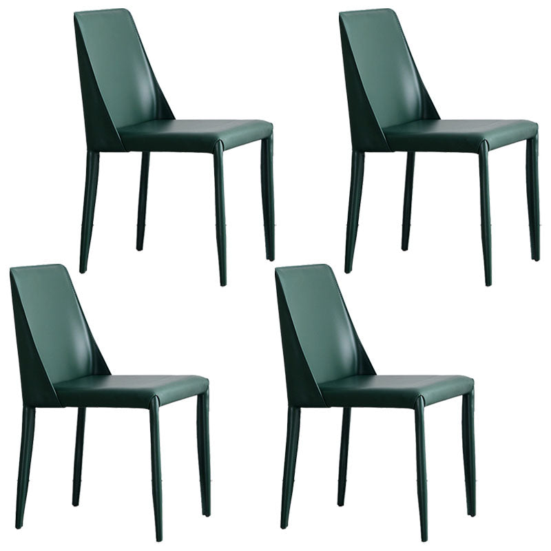Metal Indoor Upholstered Side Chair Matte Finish Faux Leather Solid Back Dining Chair Green 4 Piece Set Clearhalo 'Dining Chairs' 'Dining Tables & Seating' 'dining_chair' 'furn' 'furn_dining_chair' 'Furniture' 'Kitchen & Dining Furniture' 5148648