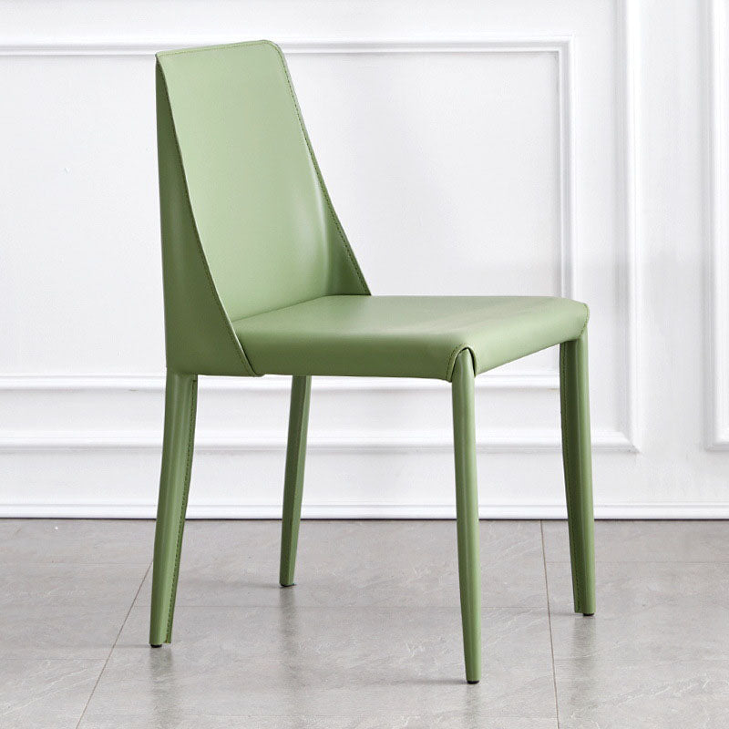 Metal Indoor Upholstered Side Chair Matte Finish Faux Leather Solid Back Dining Chair Light Green 1 Piece Clearhalo 'Dining Chairs' 'Dining Tables & Seating' 'dining_chair' 'furn' 'furn_dining_chair' 'Furniture' 'Kitchen & Dining Furniture' 5148649