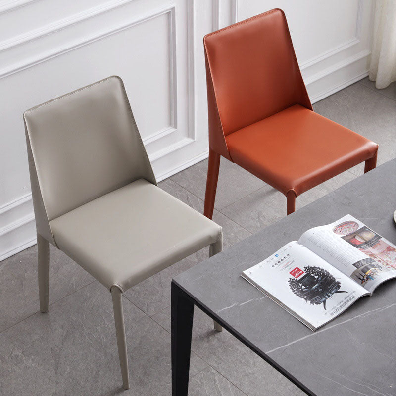 Metal Indoor Upholstered Side Chair Matte Finish Faux Leather Solid Back Dining Chair Clearhalo 'Dining Chairs' 'Dining Tables & Seating' 'dining_chair' 'furn' 'furn_dining_chair' 'Furniture' 'Kitchen & Dining Furniture' 5148650