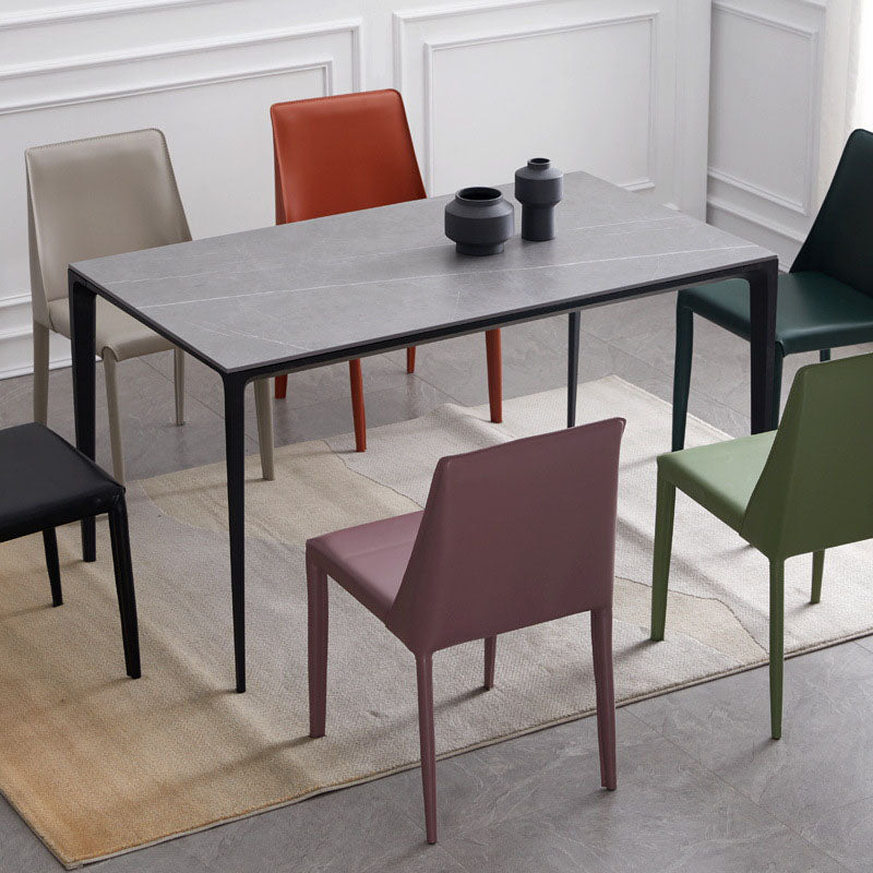 Metal Indoor Upholstered Side Chair Matte Finish Faux Leather Solid Back Dining Chair Clearhalo 'Dining Chairs' 'Dining Tables & Seating' 'dining_chair' 'furn' 'furn_dining_chair' 'Furniture' 'Kitchen & Dining Furniture' 5148651