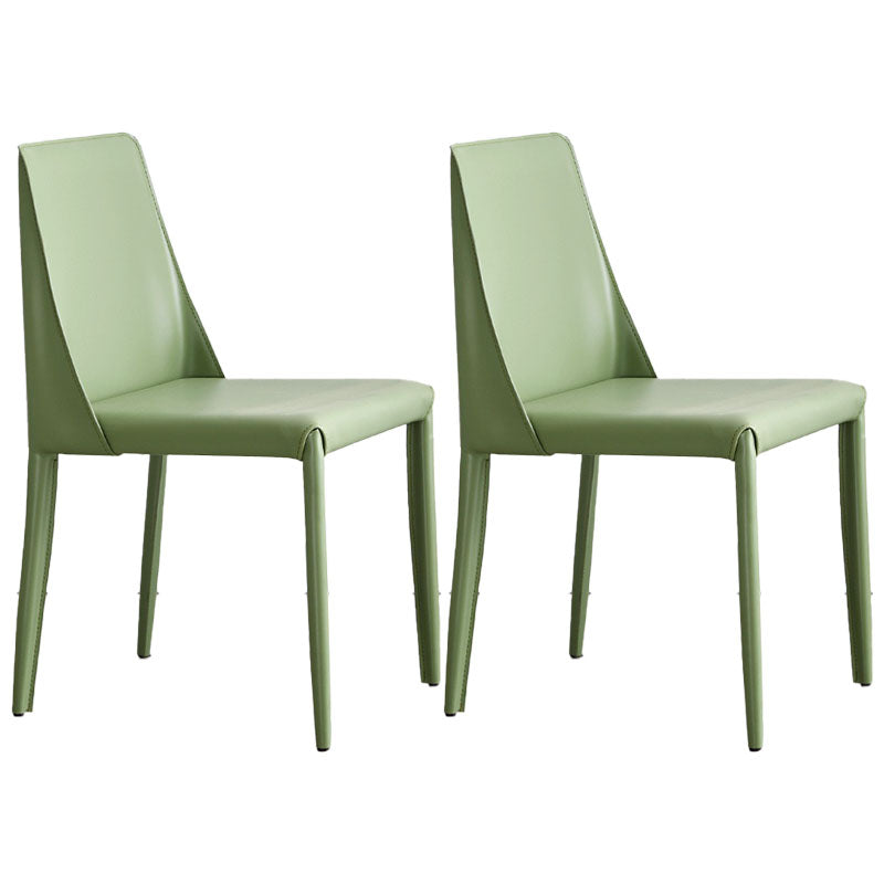 Metal Indoor Upholstered Side Chair Matte Finish Faux Leather Solid Back Dining Chair Light Green 2 Piece Set Clearhalo 'Dining Chairs' 'Dining Tables & Seating' 'dining_chair' 'furn' 'furn_dining_chair' 'Furniture' 'Kitchen & Dining Furniture' 5148652