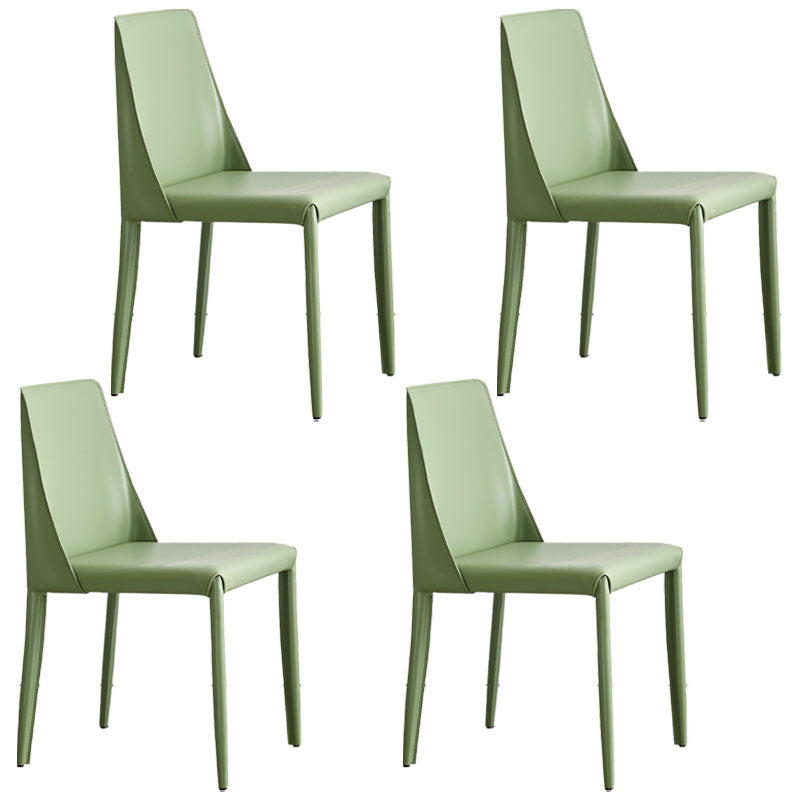 Metal Indoor Upholstered Side Chair Matte Finish Faux Leather Solid Back Dining Chair Light Green 4 Piece Set Clearhalo 'Dining Chairs' 'Dining Tables & Seating' 'dining_chair' 'furn' 'furn_dining_chair' 'Furniture' 'Kitchen & Dining Furniture' 5148653