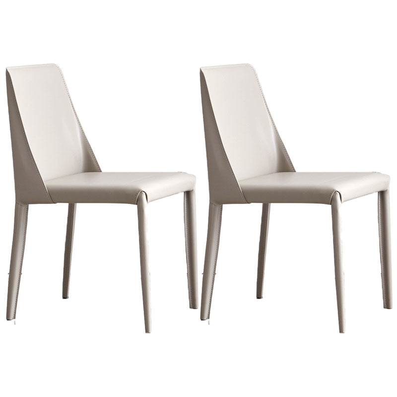 Metal Indoor Upholstered Side Chair Matte Finish Faux Leather Solid Back Dining Chair Light Gray 2 Piece Set Clearhalo 'Dining Chairs' 'Dining Tables & Seating' 'dining_chair' 'furn' 'furn_dining_chair' 'Furniture' 'Kitchen & Dining Furniture' 5148655