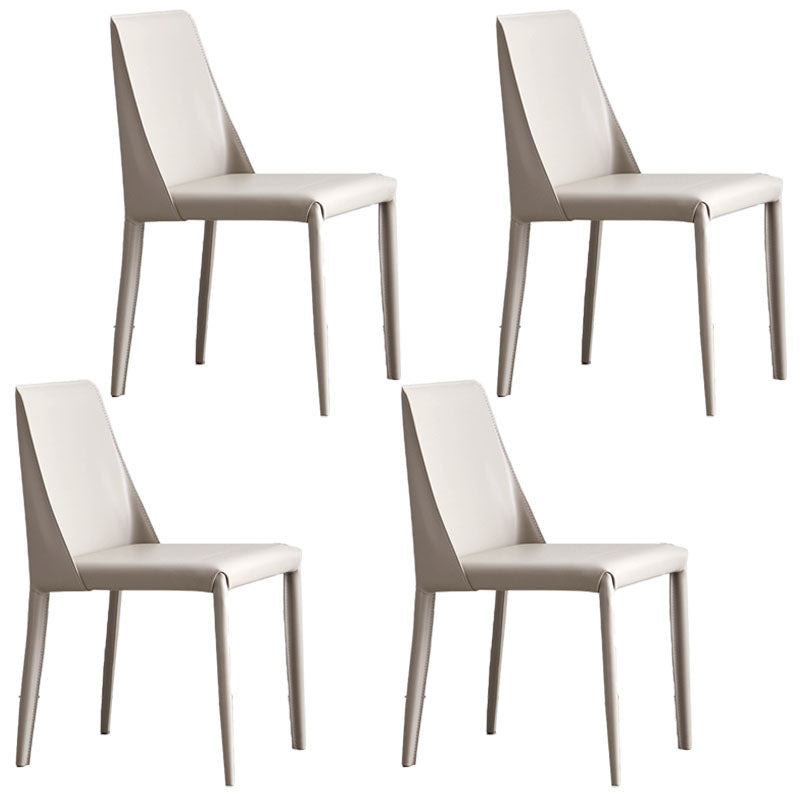 Metal Indoor Upholstered Side Chair Matte Finish Faux Leather Solid Back Dining Chair Light Gray 4 Piece Set Clearhalo 'Dining Chairs' 'Dining Tables & Seating' 'dining_chair' 'furn' 'furn_dining_chair' 'Furniture' 'Kitchen & Dining Furniture' 5148656