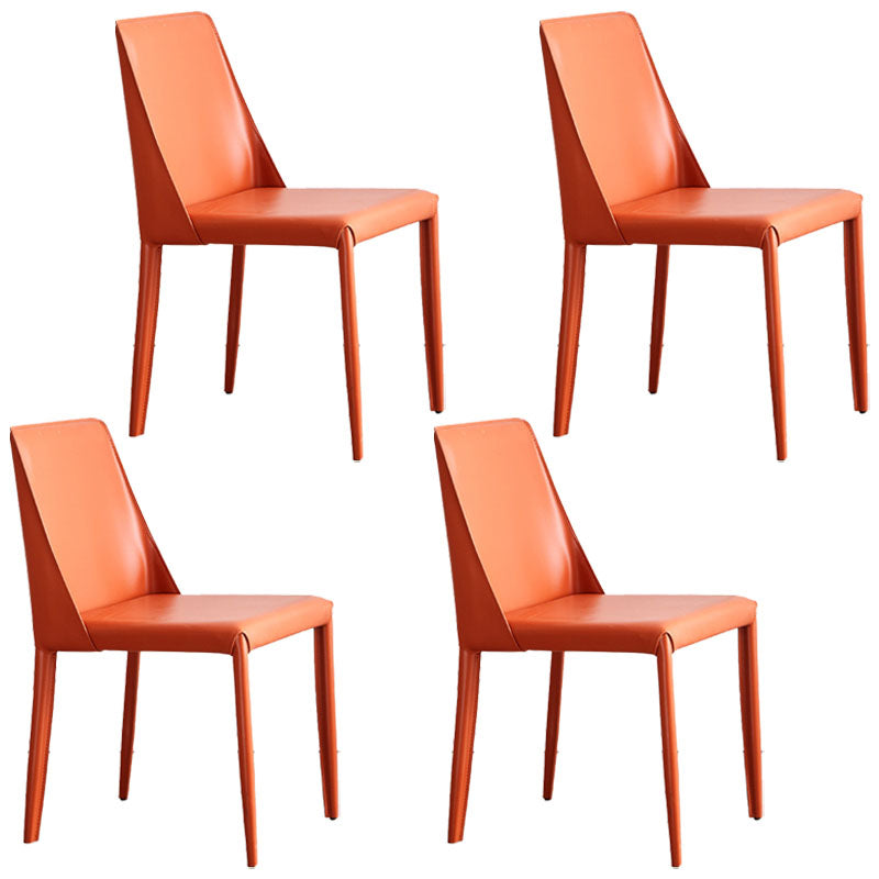 Metal Indoor Upholstered Side Chair Matte Finish Faux Leather Solid Back Dining Chair Orange 4 Piece Set Clearhalo 'Dining Chairs' 'Dining Tables & Seating' 'dining_chair' 'furn' 'furn_dining_chair' 'Furniture' 'Kitchen & Dining Furniture' 5148659