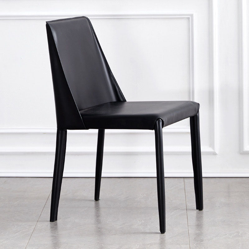 Metal Indoor Upholstered Side Chair Matte Finish Faux Leather Solid Back Dining Chair Black 1 Piece Clearhalo 'Dining Chairs' 'Dining Tables & Seating' 'dining_chair' 'furn' 'furn_dining_chair' 'Furniture' 'Kitchen & Dining Furniture' 5148660