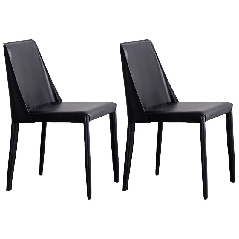 Metal Indoor Upholstered Side Chair Matte Finish Faux Leather Solid Back Dining Chair Black 2 Piece Set Clearhalo 'Dining Chairs' 'Dining Tables & Seating' 'dining_chair' 'furn' 'furn_dining_chair' 'Furniture' 'Kitchen & Dining Furniture' 5148661