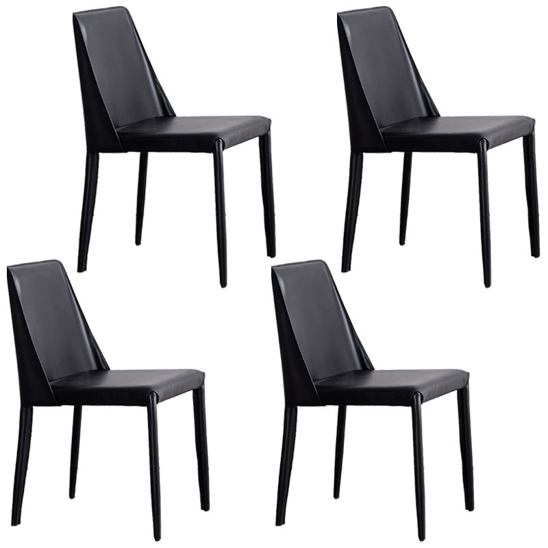 Metal Indoor Upholstered Side Chair Matte Finish Faux Leather Solid Back Dining Chair Black 4 Piece Set Clearhalo 'Dining Chairs' 'Dining Tables & Seating' 'dining_chair' 'furn' 'furn_dining_chair' 'Furniture' 'Kitchen & Dining Furniture' 5148662