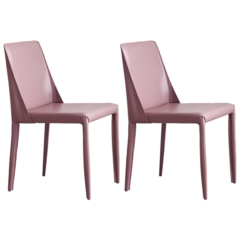 Metal Indoor Upholstered Side Chair Matte Finish Faux Leather Solid Back Dining Chair Purple Pink 2 Piece Set Clearhalo 'Dining Chairs' 'Dining Tables & Seating' 'dining_chair' 'furn' 'furn_dining_chair' 'Furniture' 'Kitchen & Dining Furniture' 5148664