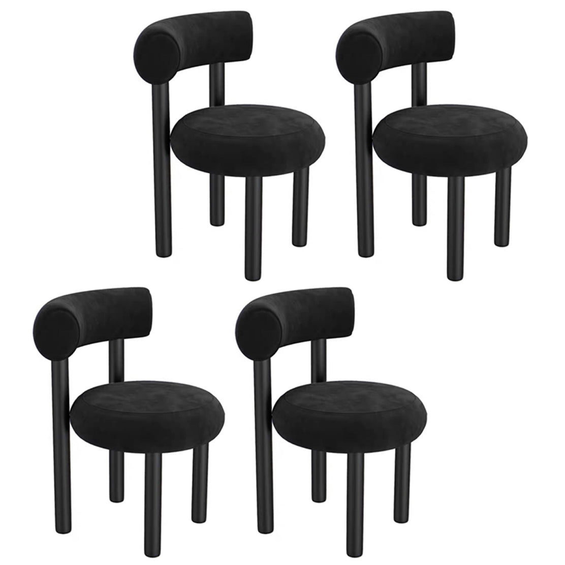 Chaise latéral à dos ouvert contemporain en velours chaise latéral rembourrée