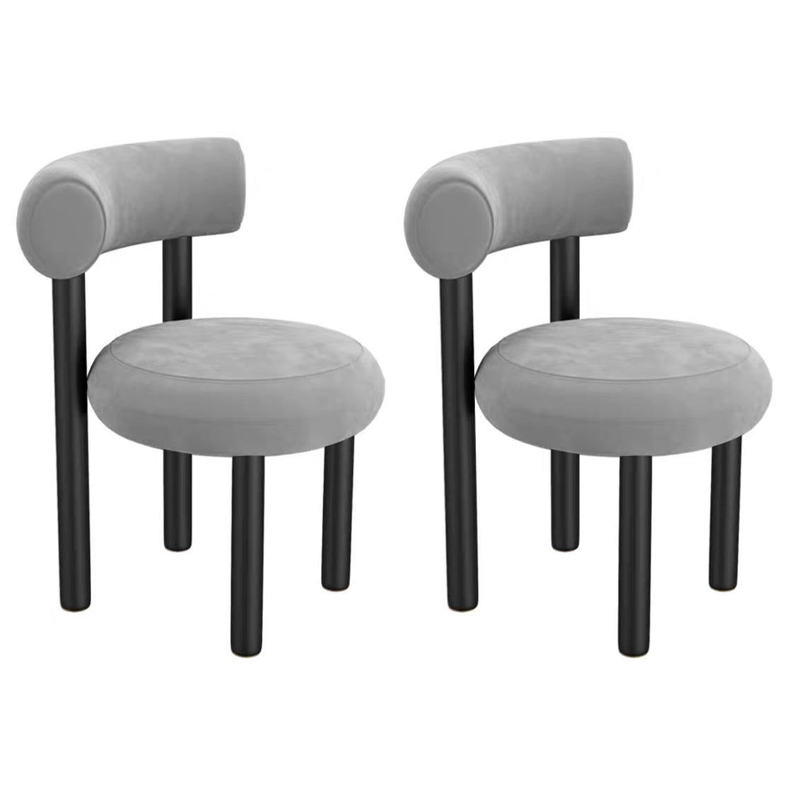 Chaise latéral à dos ouvert contemporain en velours chaise latéral rembourrée