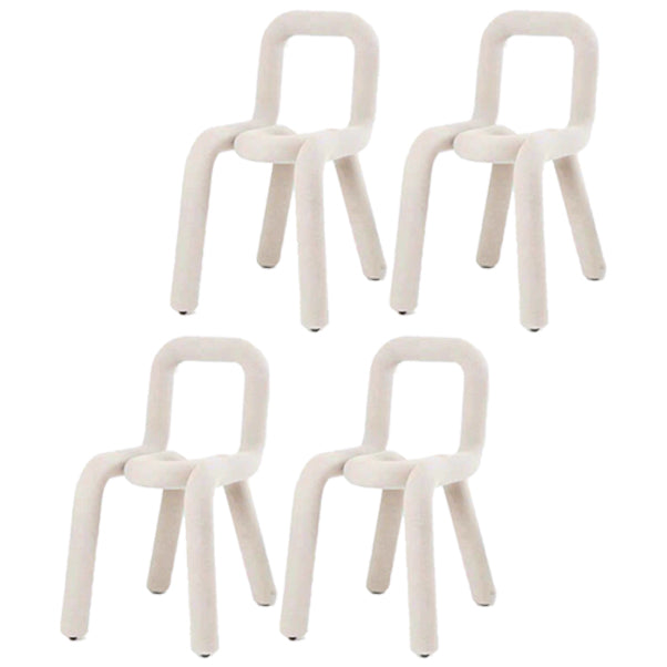 Contemporary Style Open Back Chair Velvet Dining Side Chair for Indoor White 4 Piece Set Clearhalo 'Dining Chairs' 'Dining Tables & Seating' 'dining_chair' 'furn' 'furn_dining_chair' 'Furniture' 'Kitchen & Dining Furniture' 5148717