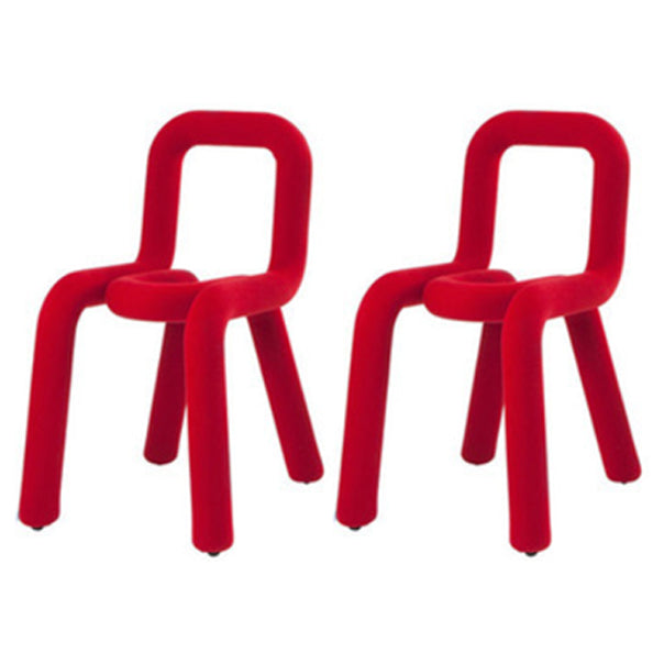 Contemporary Style Open Back Chair Velvet Dining Side Chair for Indoor Red 2 Piece Set Clearhalo 'Dining Chairs' 'Dining Tables & Seating' 'dining_chair' 'furn' 'furn_dining_chair' 'Furniture' 'Kitchen & Dining Furniture' 5148719