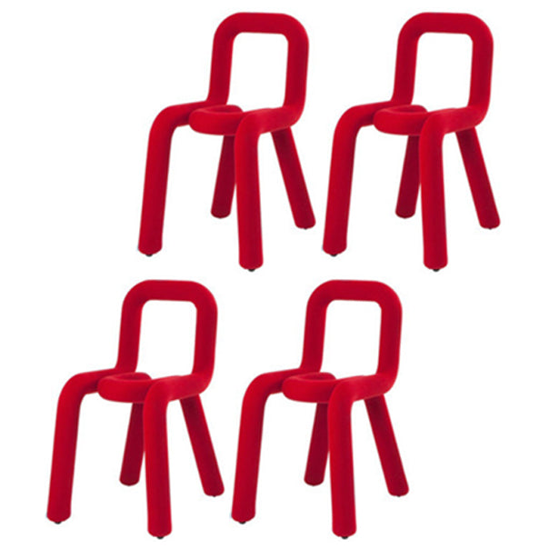 Contemporary Style Open Back Chair Velvet Dining Side Chair for Indoor Red 4 Piece Set Clearhalo 'Dining Chairs' 'Dining Tables & Seating' 'dining_chair' 'furn' 'furn_dining_chair' 'Furniture' 'Kitchen & Dining Furniture' 5148720