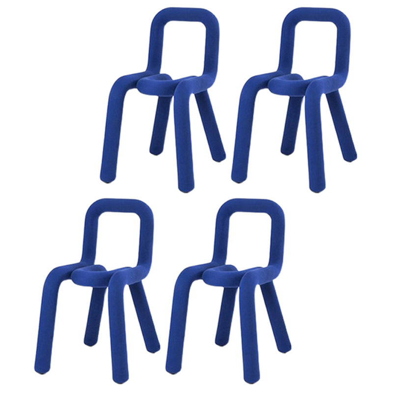 Contemporary Style Open Back Chair Velvet Dining Side Chair for Indoor Blue 4 Piece Set Clearhalo 'Dining Chairs' 'Dining Tables & Seating' 'dining_chair' 'furn' 'furn_dining_chair' 'Furniture' 'Kitchen & Dining Furniture' 5148726