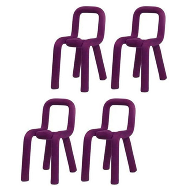 Contemporary Style Open Back Chair Velvet Dining Side Chair for Indoor Purple 4 Piece Set Clearhalo 'Dining Chairs' 'Dining Tables & Seating' 'dining_chair' 'furn' 'furn_dining_chair' 'Furniture' 'Kitchen & Dining Furniture' 5148732