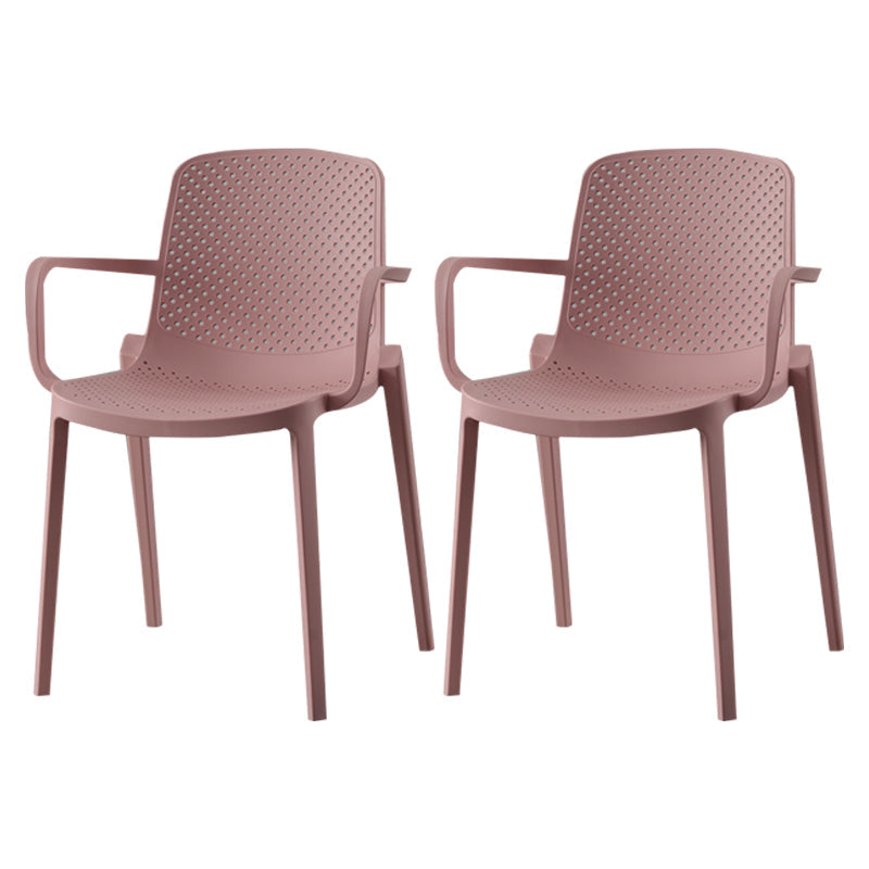 Contemporary Plastic Arm Chair Solid Back Kitchen Dining Room Chair