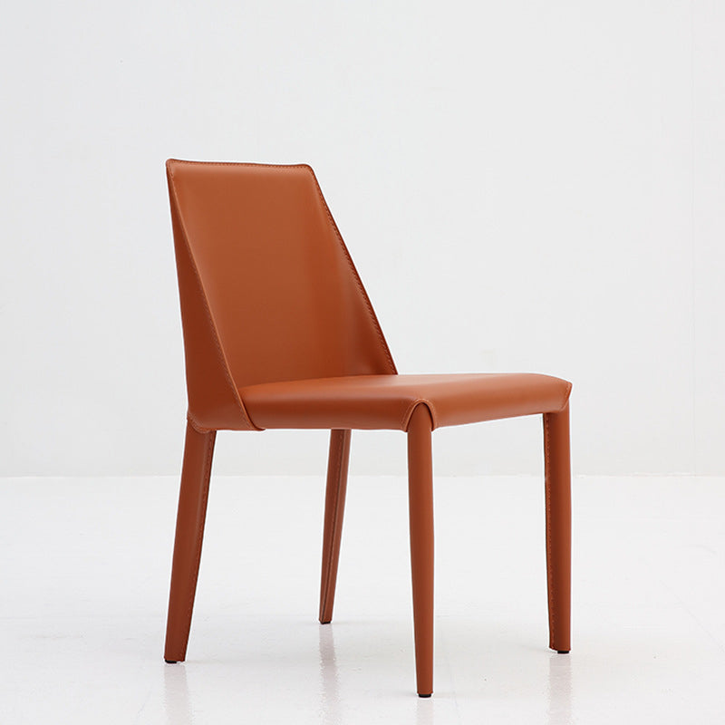 Matte Finish Solid Back Home Armless Chair Faux Leather Contemporary Dining Chair