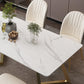 Set da tavolo da pranzo rettangolare glam 1/2/5/7 pezzi Dinette set con top in pietra sinterizzata bianca