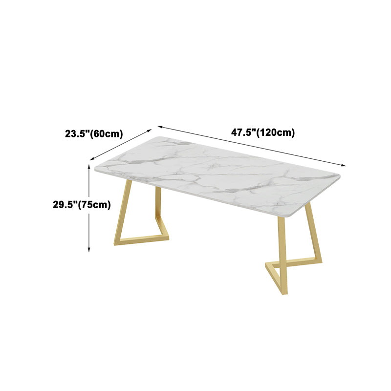 Set da tavolo da pranzo rettangolare glam 1/2/5/7 pezzi Dinette set con top in pietra sinterizzata bianca