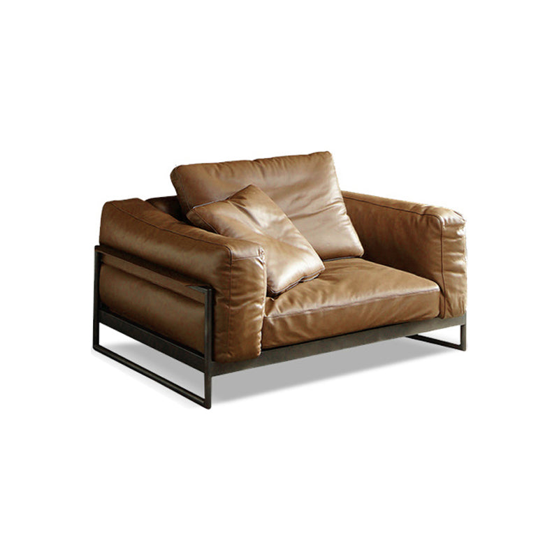 Square Arm Sofa Modern Sofa 38.58" D x 34.64" H Sofa with Pillow 44"L x 38.5"W x 34.5"H Clearhalo 'furn' 'furn_sofas' 'Furniture' 'Living Room Furniture' 'Sofa' 'sofas' 5149376