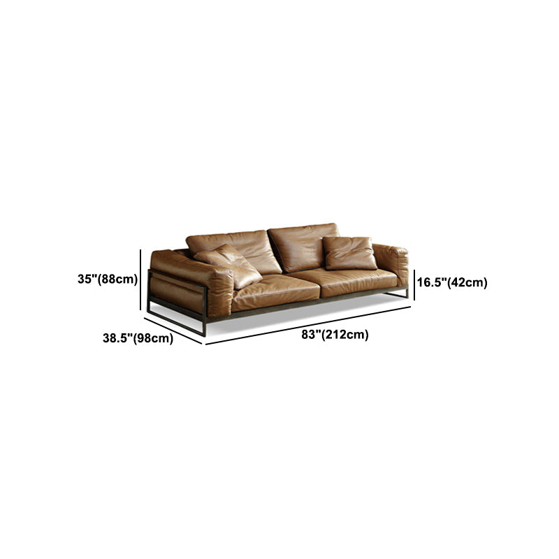 Square Arm Sofa Modern Sofa 38.58" D x 34.64" H Sofa with Pillow Clearhalo 'furn' 'furn_sofas' 'Furniture' 'Living Room Furniture' 'Sofa' 'sofas' 5149389