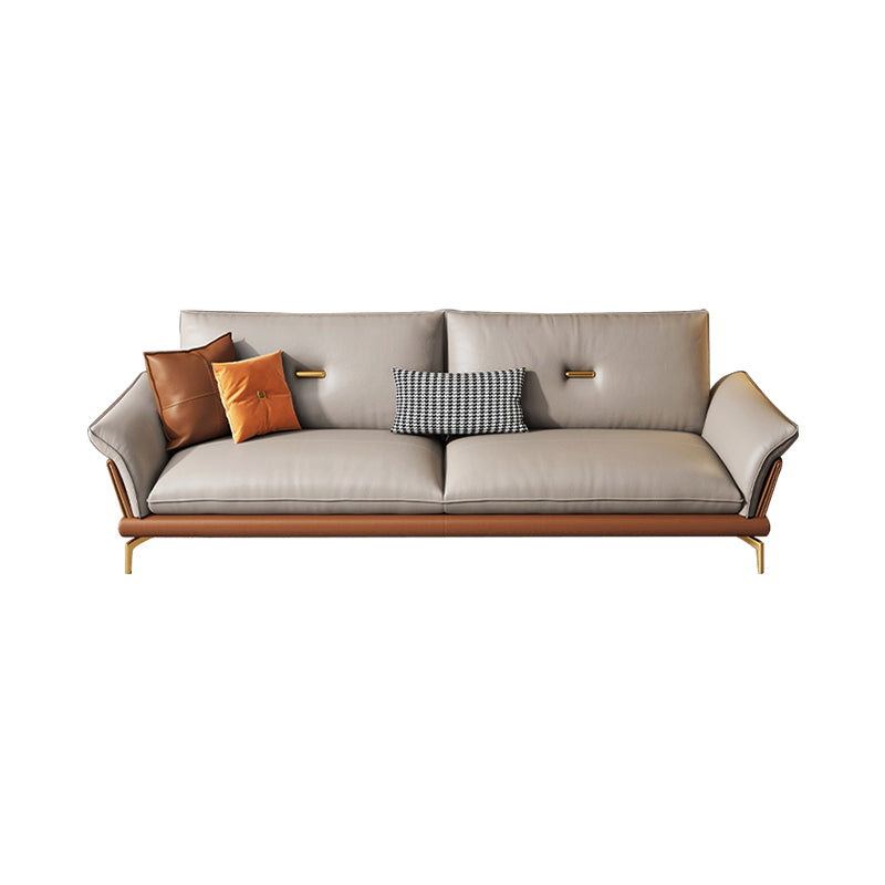 Modern Cushions Sofa 37.40" D x 34.64" H Flared Arm Sofa for Living Room 83"L x 37"W x 35"H Genuine Leather Clearhalo 'furn' 'furn_sofas' 'Furniture' 'Living Room Furniture' 'Sofa' 'sofas' 5149403