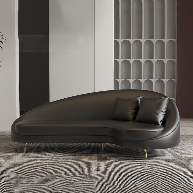 Faux Leather Curved Sofa Contemporary Sloped Arm Sofa for Living Room Black Clearhalo 'furn' 'furn_sofas' 'Furniture' 'Living Room Furniture' 'Sofa' 'sofas' 5149451