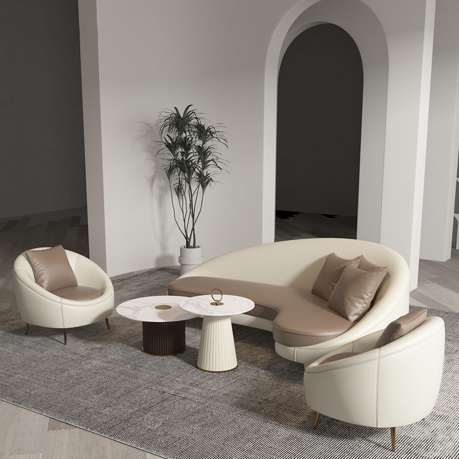 Faux Leather Curved Sofa Contemporary Sloped Arm Sofa for Living Room Clearhalo 'furn' 'furn_sofas' 'Furniture' 'Living Room Furniture' 'Sofa' 'sofas' 5149453