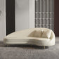 Faux Leather Curved Sofa Contemporary Sloped Arm Sofa for Living Room Ivory Clearhalo 'furn' 'furn_sofas' 'Furniture' 'Living Room Furniture' 'Sofa' 'sofas' 5149456