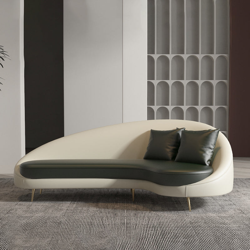 Faux Leather Curved Sofa Contemporary Sloped Arm Sofa for Living Room White Green Clearhalo 'furn' 'furn_sofas' 'Furniture' 'Living Room Furniture' 'Sofa' 'sofas' 5149478