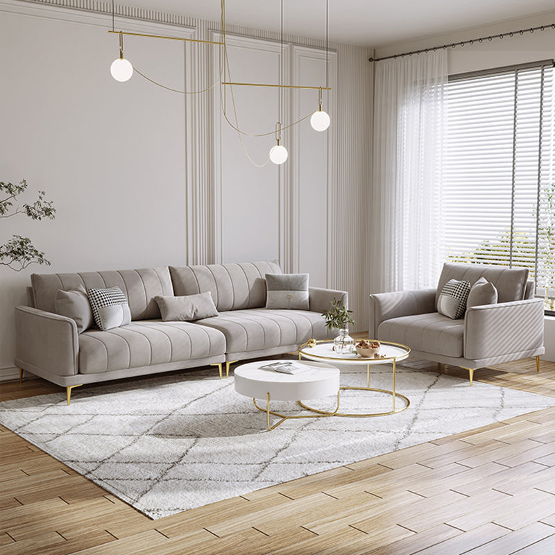 Sofá de armario estándar cuadrado contemporáneo con almohadas en gris