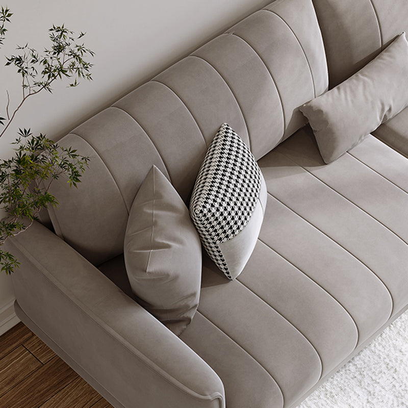 Sofá de armario estándar cuadrado contemporáneo con almohadas en gris