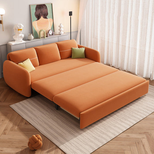 Contemporary Square Arm Convertible Bed Sofa Couch with Pillows